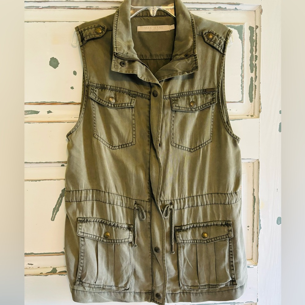 Max Jean Cargo Vest Olive Green